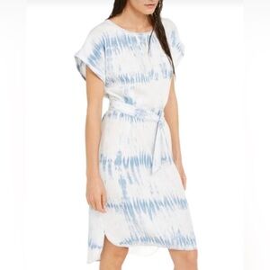 INC International Concepts Meadow 2 Indigo White Tie Dye Wash Midi Dress Sz M